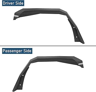 Hooke Road JK 8.7" Wide Flat Front Fender Flares for 2007-2018 Jeep Wrangler JK & JKU Unlimited 2 or 4 Doors, Steel Fenders with Turn Signal Lights DRL - 2 PCS