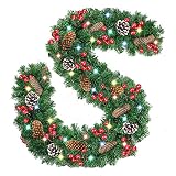Weihnachtskränze für Haustür 2. 7 m Weihnachten. LED Rattan Girlande Kranz Künstliche grüne Kiefer Rattan mit Beeren und Kiefernkegel Hängen Verzierungen Home Neujahr Party Decor Kränze