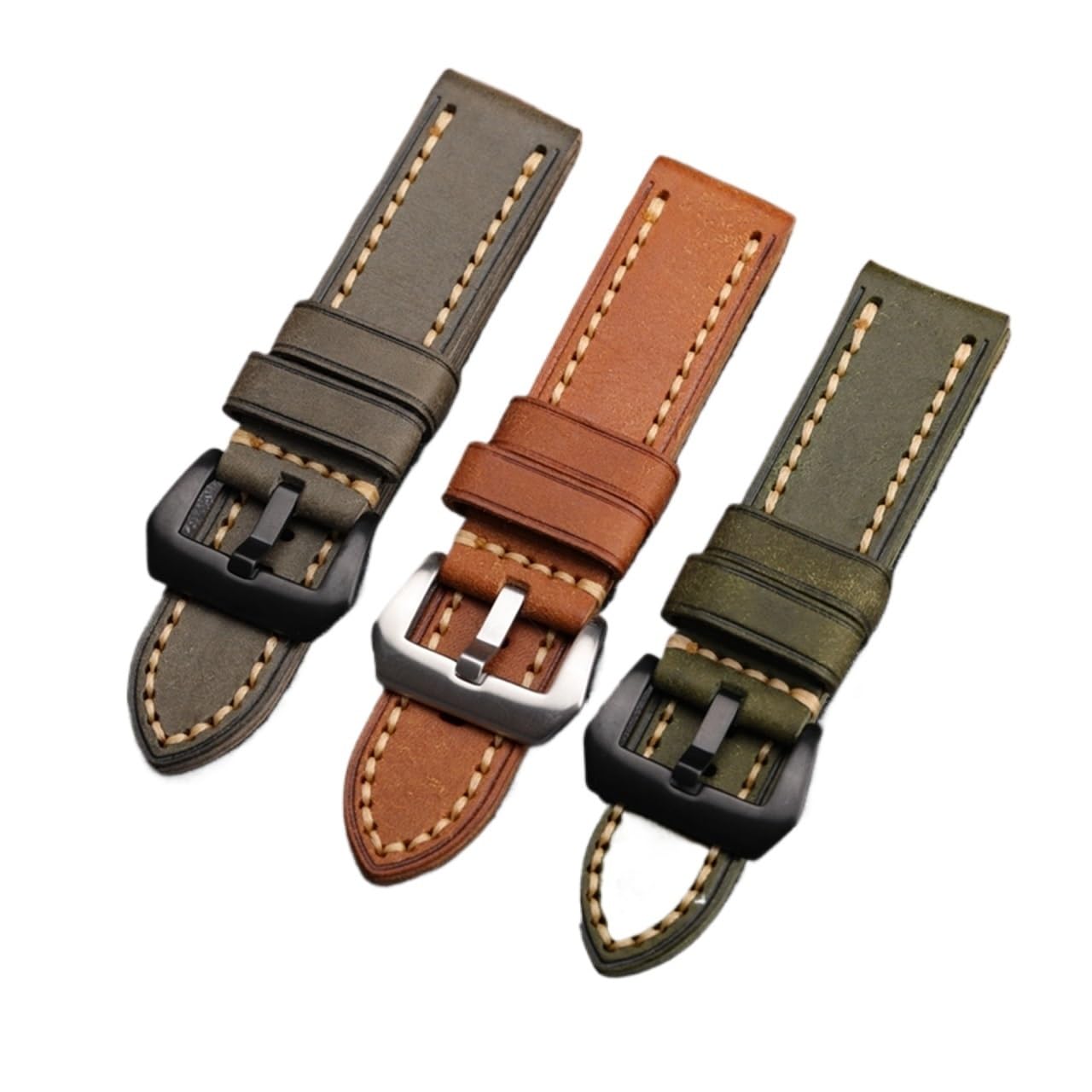SiChouwz Bracelet De Montre En Cuir De Vache, Première Couche, Fait À La Main, 20, 22, 24MM