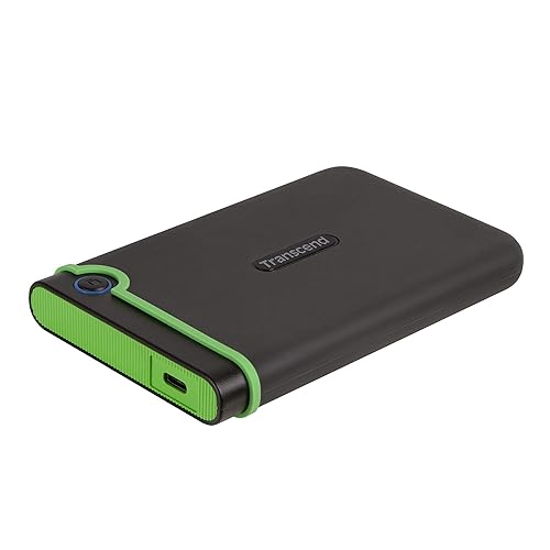 Transcend 2TB SJ25M3C, USB 3.1 Portable Hard Drive Rugged, Anti-Shock Resistant, Compact and Lightweight with Lightning-Fast Speeds, One Touch Backup Button, Type C, Iron Grey - TS2TSJ25M3C - 2TB - Type-C - Iron Gray