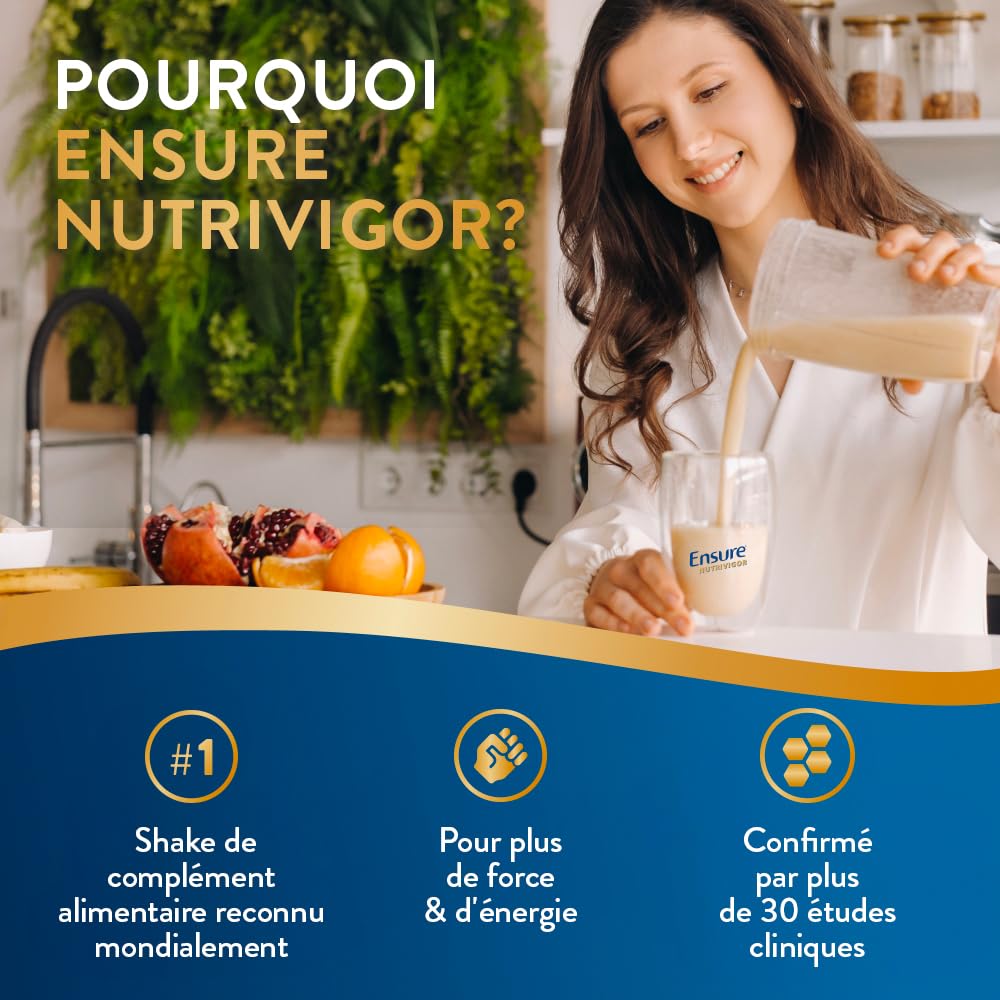 Ensure NutriVigor d'origine végétale - Complément alimentaire avec protéine, HMB et 27 vitamines et minéraux, y compris la vitamine C, le magnésium et le zinc - Saveur amande - 1 x 850g