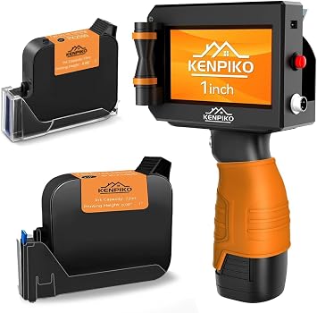 Handheld Inkjet Printer, 2025 Upgrade 1 Inch Print Height Handheld Printer Gun with 2 Pack 72ML Quick-Drying Ink Cartridge Black