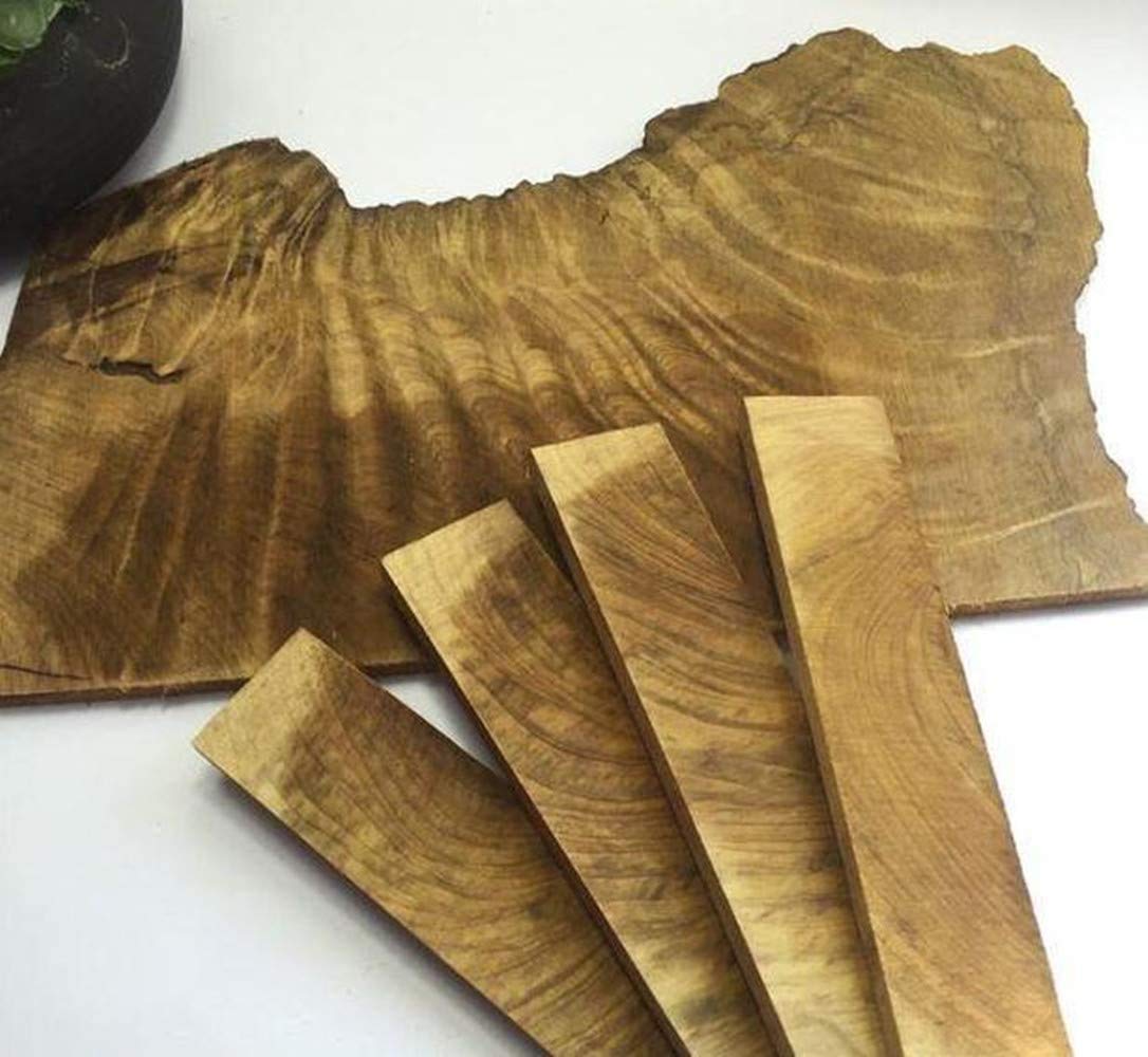 1 Paire de Vague d'eau en Soie Dorée Phoebe Nanmu bois Couteau Poignée Dalles écailles Poignées Matériel pour Couteaux Fabriquant des Lames Vierges (4,72 "x1,57" x0,39 ")