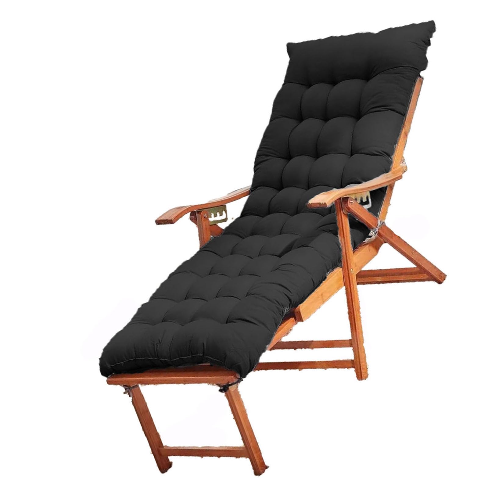VisLarsc Rocking Chair Cushion Pads Garden Recliner Chair Cushion with Anti-slip Soft Sunlounger Cushion with Tie Rocking Chair Cushion for Indoor& Outdoor (Black,165 * 45)