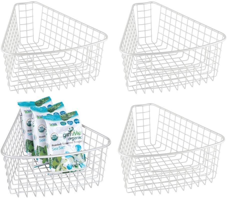 mDesign Farmhouse Metal Kitchen Lazy Susan Storage Organizer