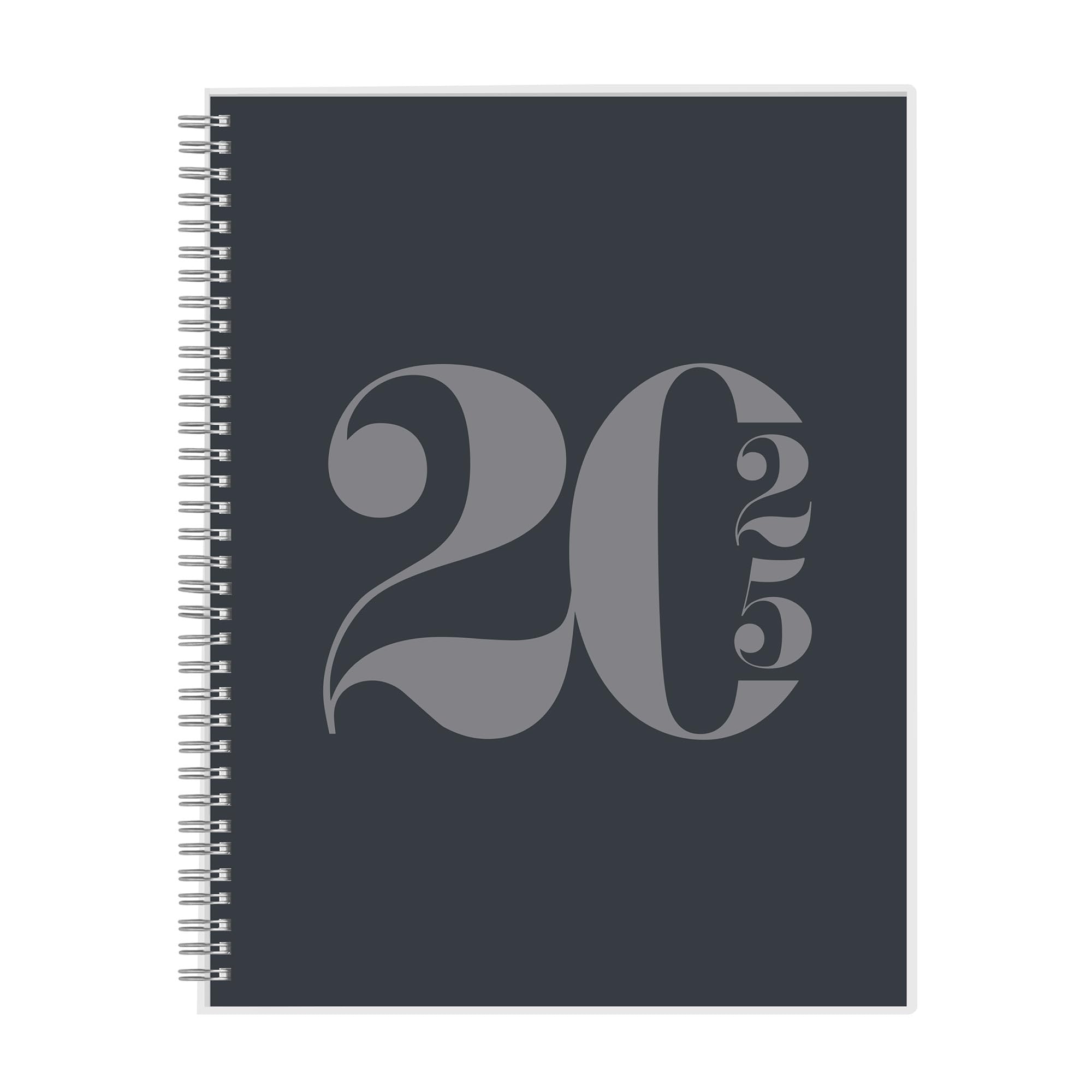 Rileys 2025 Weekly Planner - Typographic Annual & Monthly Agenda Planner, Flexible Cover, Notes Pages, Twin-Wire Binding (8.5 x 11 inch, Black)
