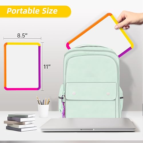 Vista 30 de VUSIGN Pizarra blanca pequeña de borrado en seco, pizarra blanca de 8.5 x 11 pulgadas para niños, estudiantes, nevera, casillero, mini pizarra