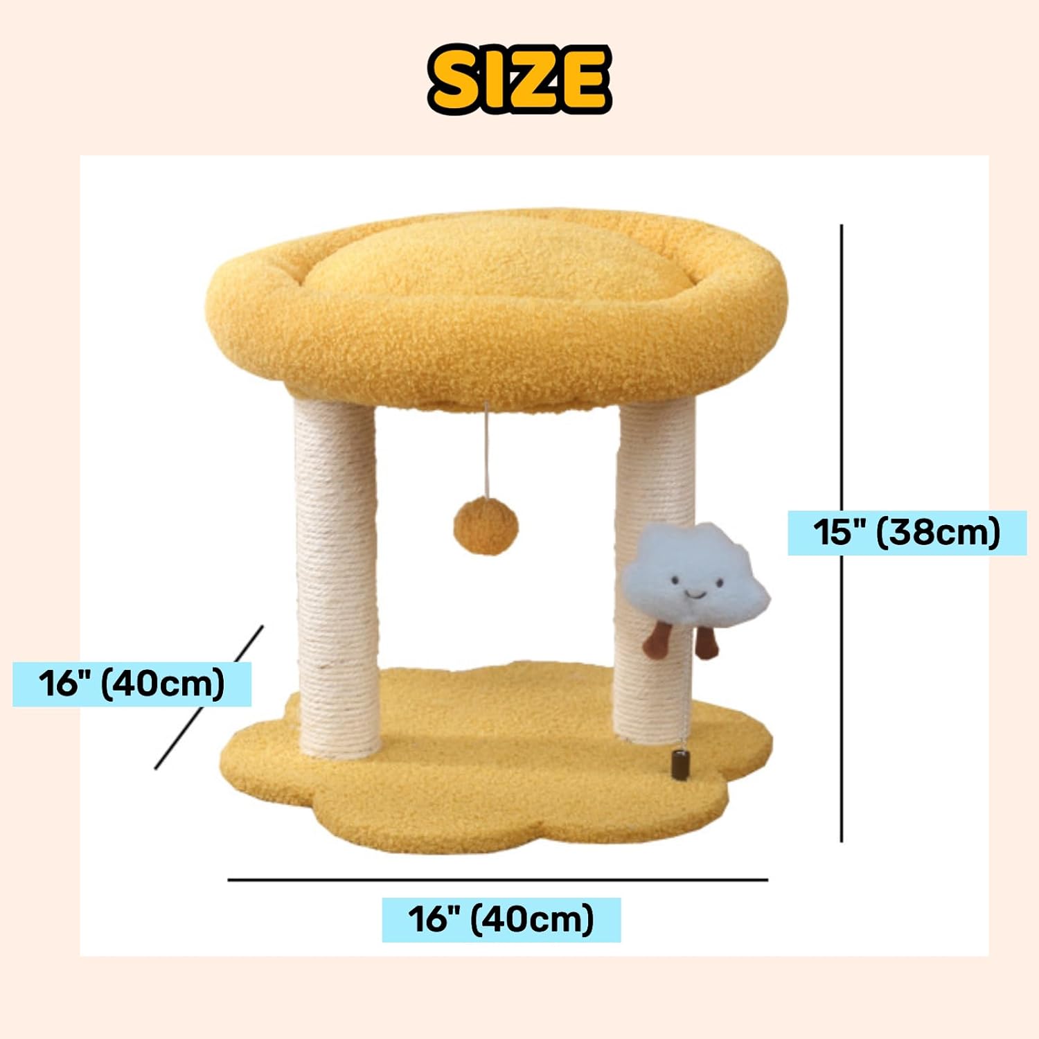 review Cute Cat Tree Plush Cloud Ball Decorative Cats Tower Cartoon Funny Amusement Platform Sisal Covered Indoor Kitten (Blue)