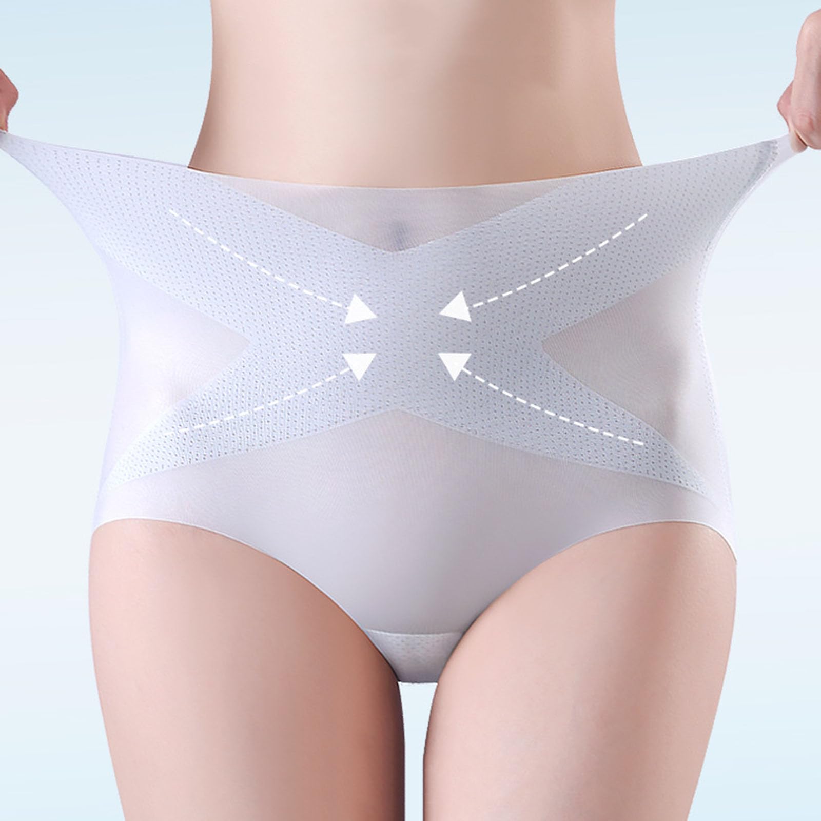 Slip modellanti senza cuciture Ice Silk, mutandine ultra sottili per il controllo della pancia e dei fianchi, biancheria intima modellante a vita alta (3pcs C,L)