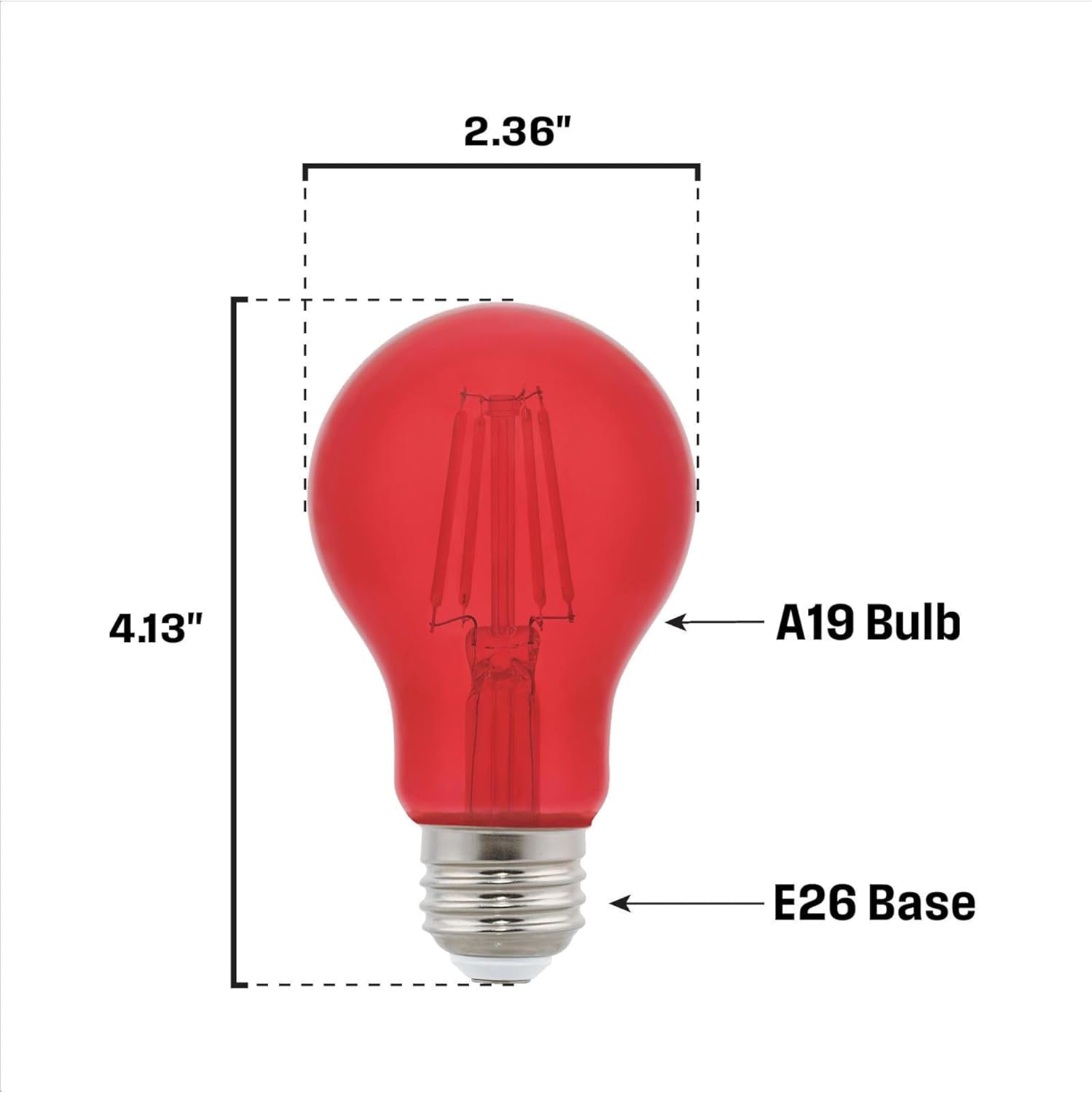 Westinghouse 53720EC2 4.5 Watt (40 Watt Equivalent) A19 Omni Filament Red LED Light Bulb Medium (E26) Base, 2-Pack