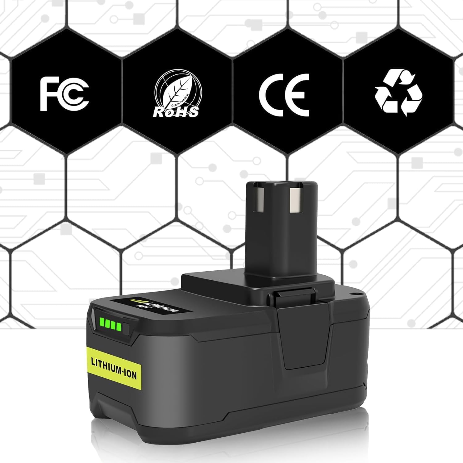 Catastro 2 pièce 5500mAh Remplacement pour Ryobi Batterie 18V RB18L50 Compatible pour Ryobi 18V Batterie P108 P107 P122 P104 P105 P102 P103 RB18L40 RB18L25 avec Indicateur LED