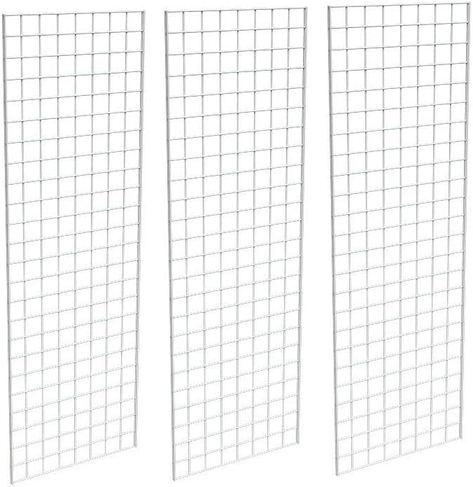 Only Hangers - Commercial Grade Gridwall Panels – 2’ Width x 6’ Height, 3 Gridwall Panels Per Carton (White Finish)