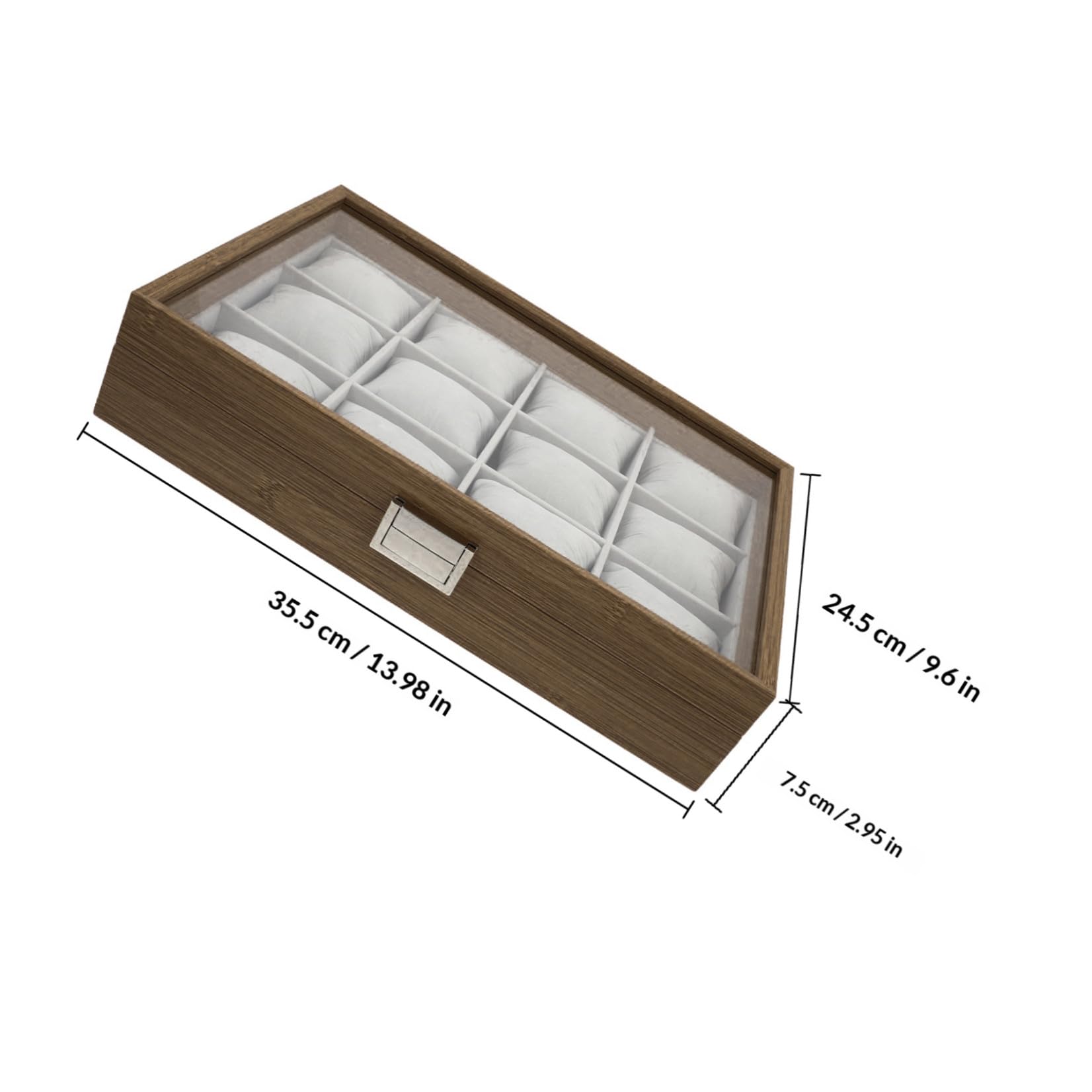 Uhrenbox mit 12 Fächern und Kissen zur Präsentation | Schmuckorganizer für Uhr und Ohrringe, Elegantes Design, 12 Herausnehmbare Weiche Polster, für Laden