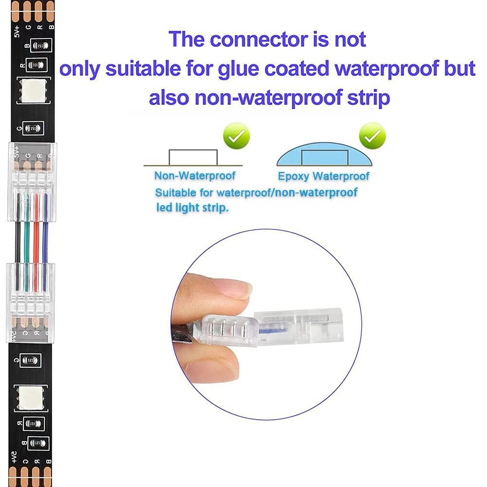 SHAOYAYAZHANG 6PCSLED Strip Connector 4Pin 8mm Angle Adjustable Connector Compatible with 3528 5050 Waterproof/Non-Waterproof RGB LED Strip - Image 2