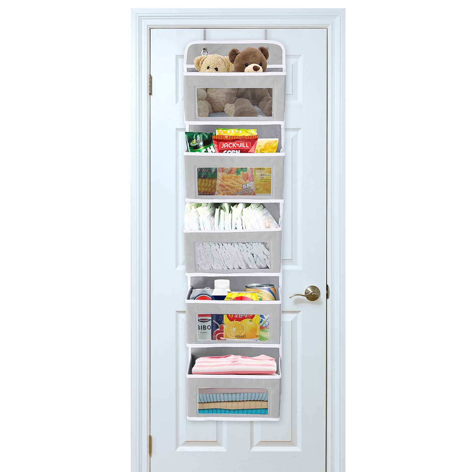 VERONLY gray over-the-door hanging organizer with five large pockets, a budget-friendly dorm room pick