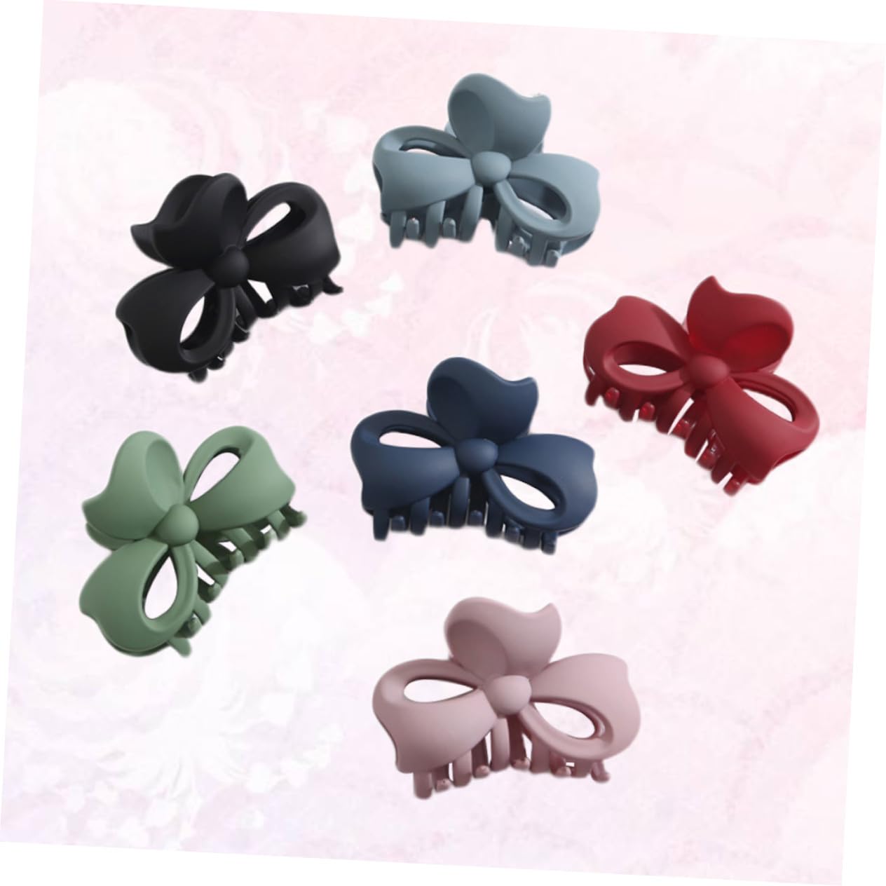 PLAFOPE 6 piezas Pinzas para Pelo con Lazo Unidades Clips para Mujer y Niña Accesorios para Peinados Diseño Antideslizante y Colores Surtidos Verde Rosa Azul Gris Vino Azul Marino
