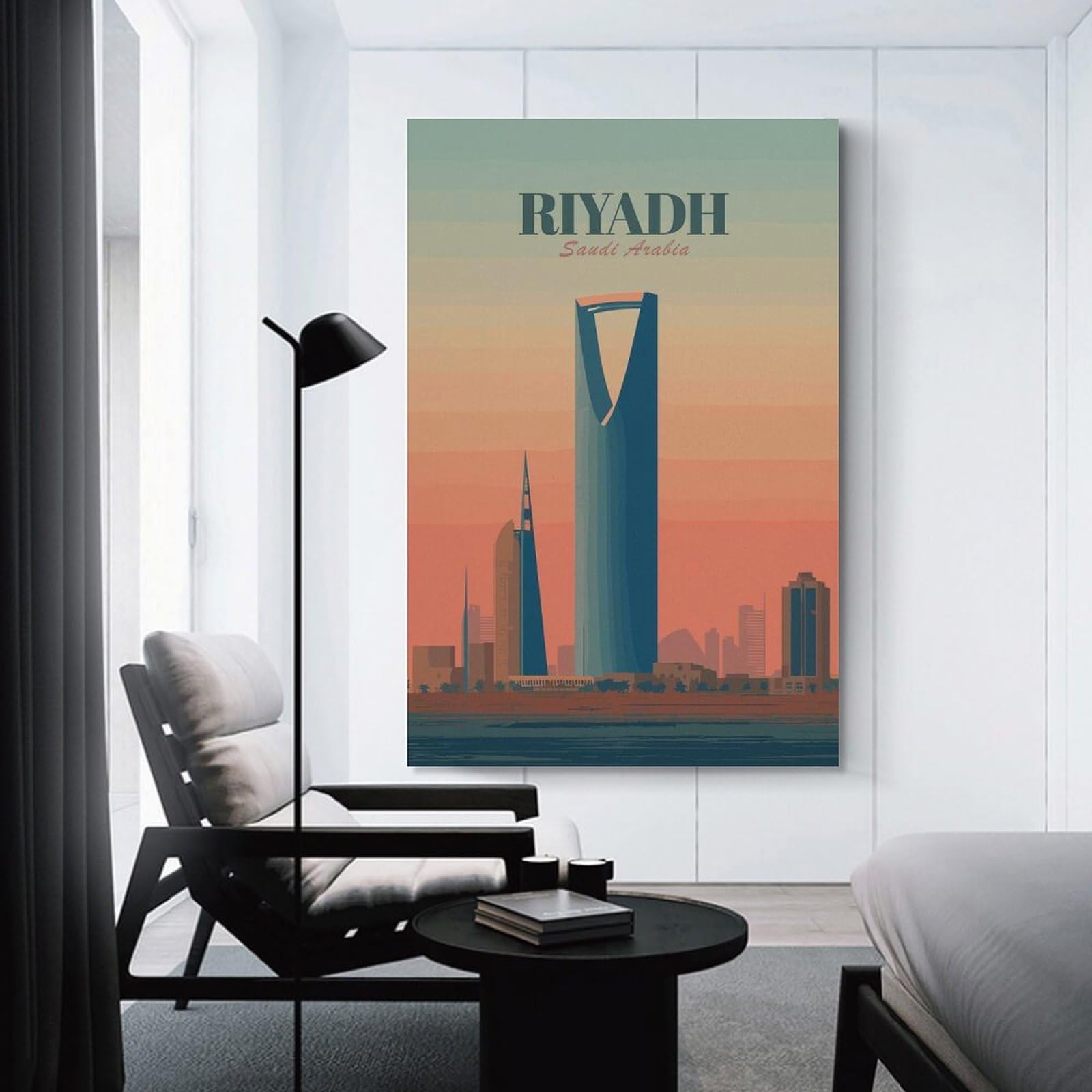 Junmoney Riyadh Skyline at Sunset Canvas Wall Decor, 24x36inch(60x90cm), for Gallery Wall Decor And Room Displays, Wall Decor Suited to Curated Displays