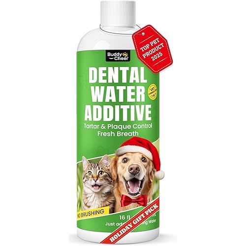 Dog Breath Freshener – Enzymatic Dog Dental Water Additive for Teeth Claning – Freshens Breath & Reduces Tartar – Easy Mouthwash Cleaner for Teeth & Gums – No Brushing Needed, Uncented, 16oz