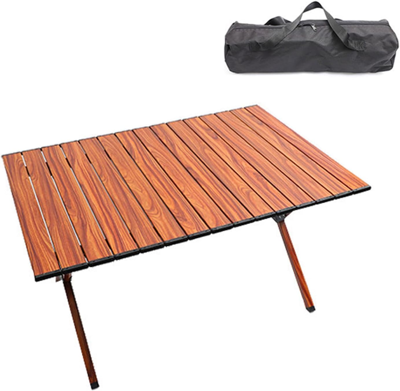 Camping Folding Table Outdoor Portable Aluminum Alloy Lightweight Roll Up Table Hiking Picnic Beach Roll Top Desk with Carry Bag