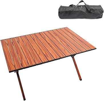 Camping Folding Table Outdoor Portable Aluminum Alloy Lightweight Roll Up Table Hiking Picnic Beach Roll Top Desk with Carry Bag