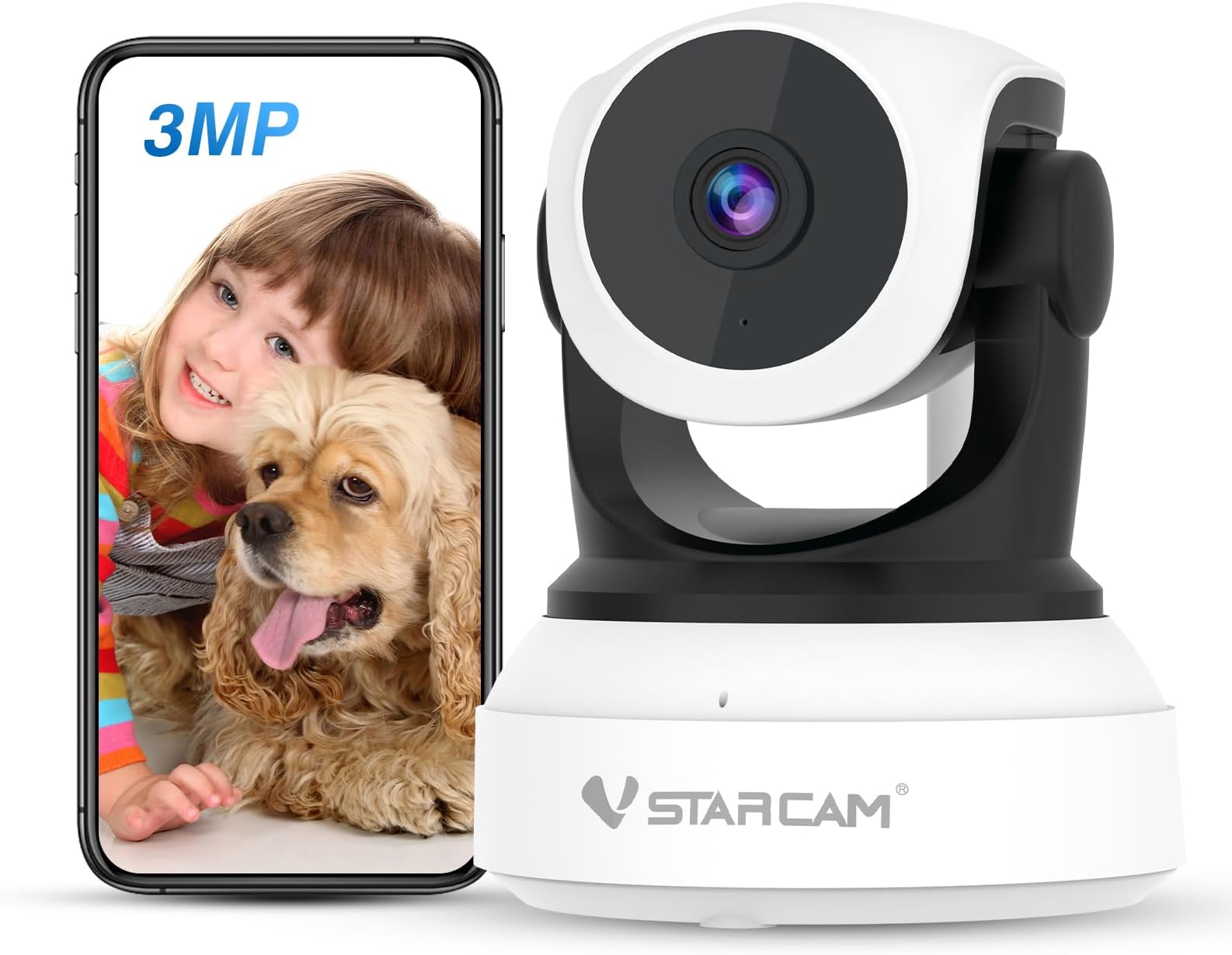 VSTARCAM Indoor Security Camera, 2K with 360° Rotation, Human/Motion Detection with Auto Tracking, 2-Way Audio & DIY Voice, 2.4GHz WiFi Wireless, Cloud & SD Card Storage(up to 256GB)