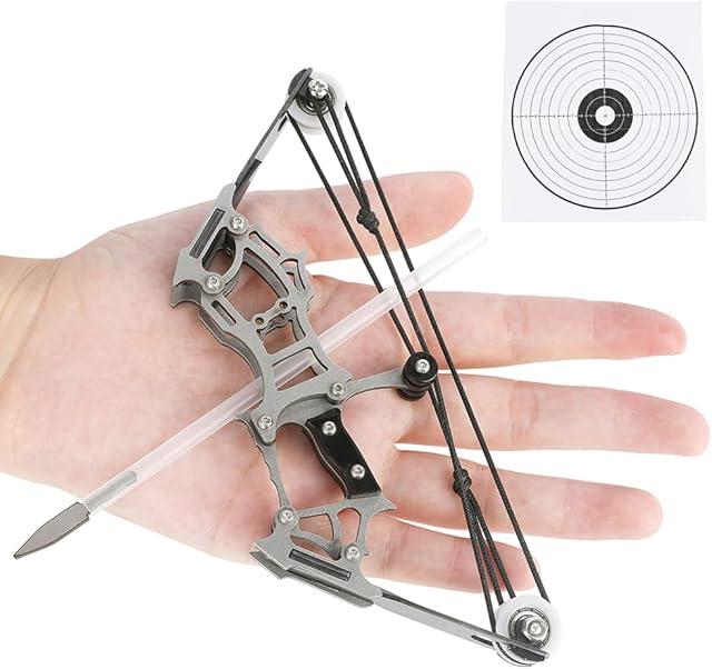 SHARROW Mini Compound Bow and Arrows Set Pocket Bow with Arrow Target for Adult Archery Outdoor Shooting