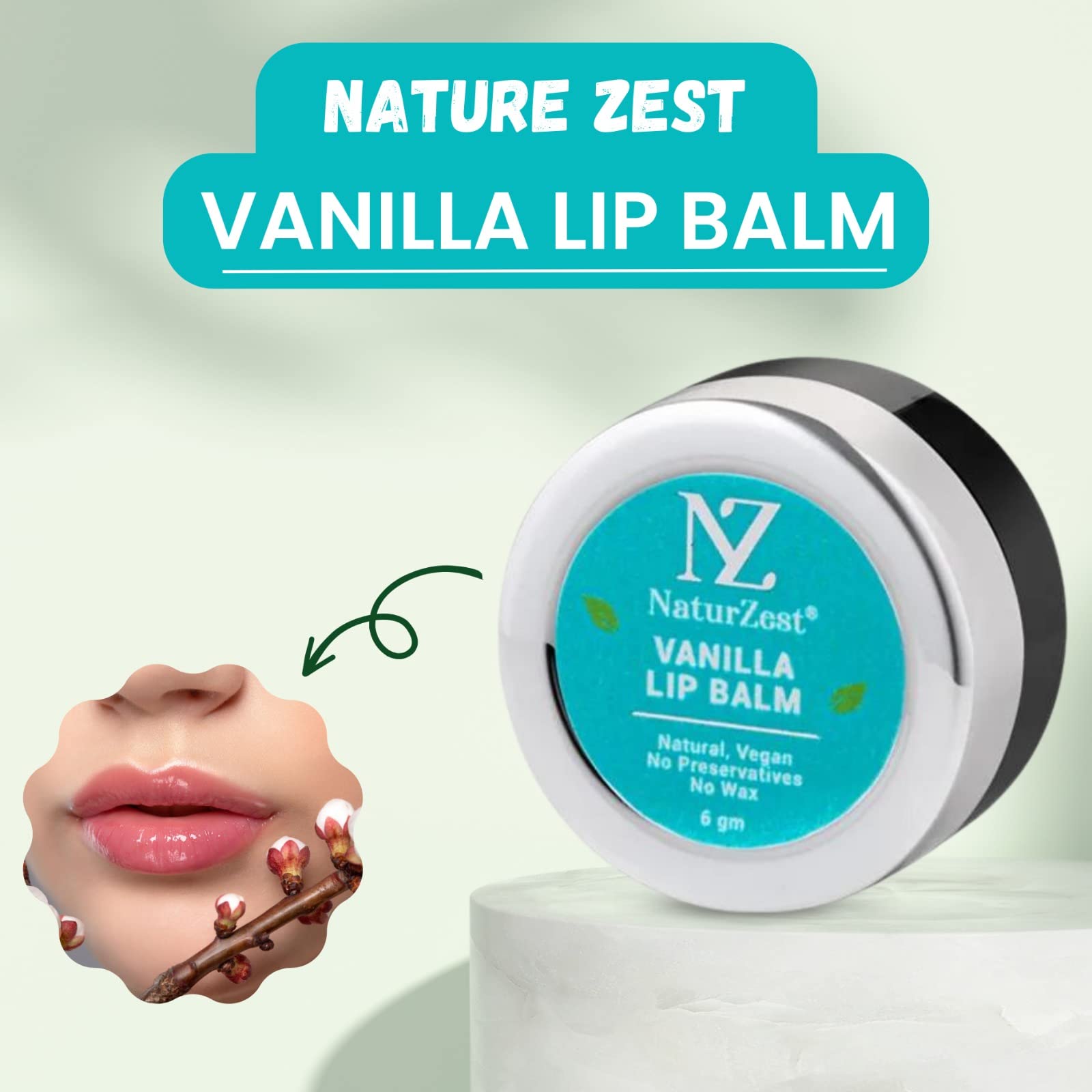 NaturZest Vanilla Lip Balm Moisturizer 100% Natural Treatment Repair Stick for Dry, Chapped & Cracked Lips Care for Men Women Organic Chapstick for Soft Lips | Non-Comedogenic | Vegan | Cruelty-Free 2