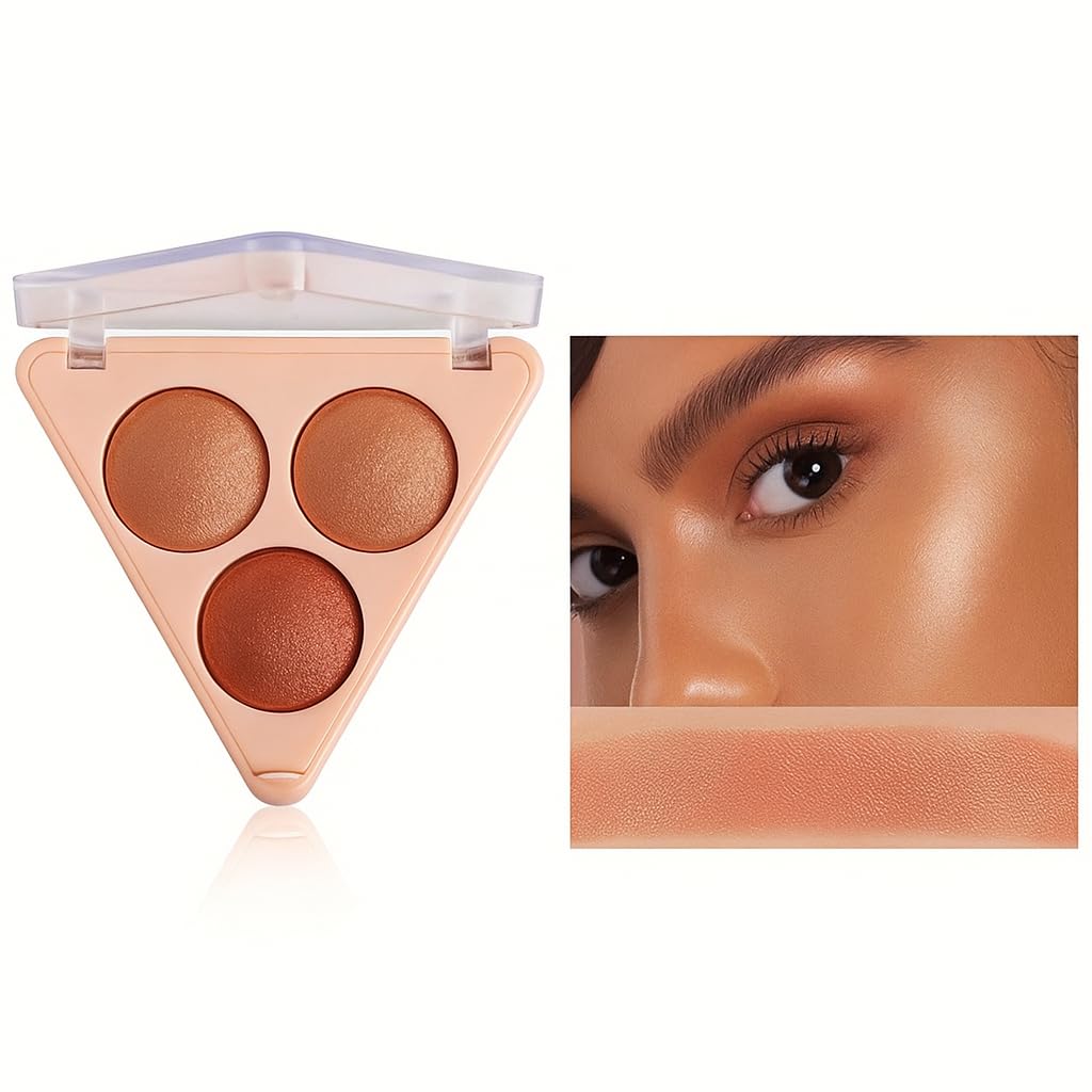 Triangle 3-in-1 Shimmer Highlighter & Eyeshadow Palette – Warm Bronze Shades-image-6