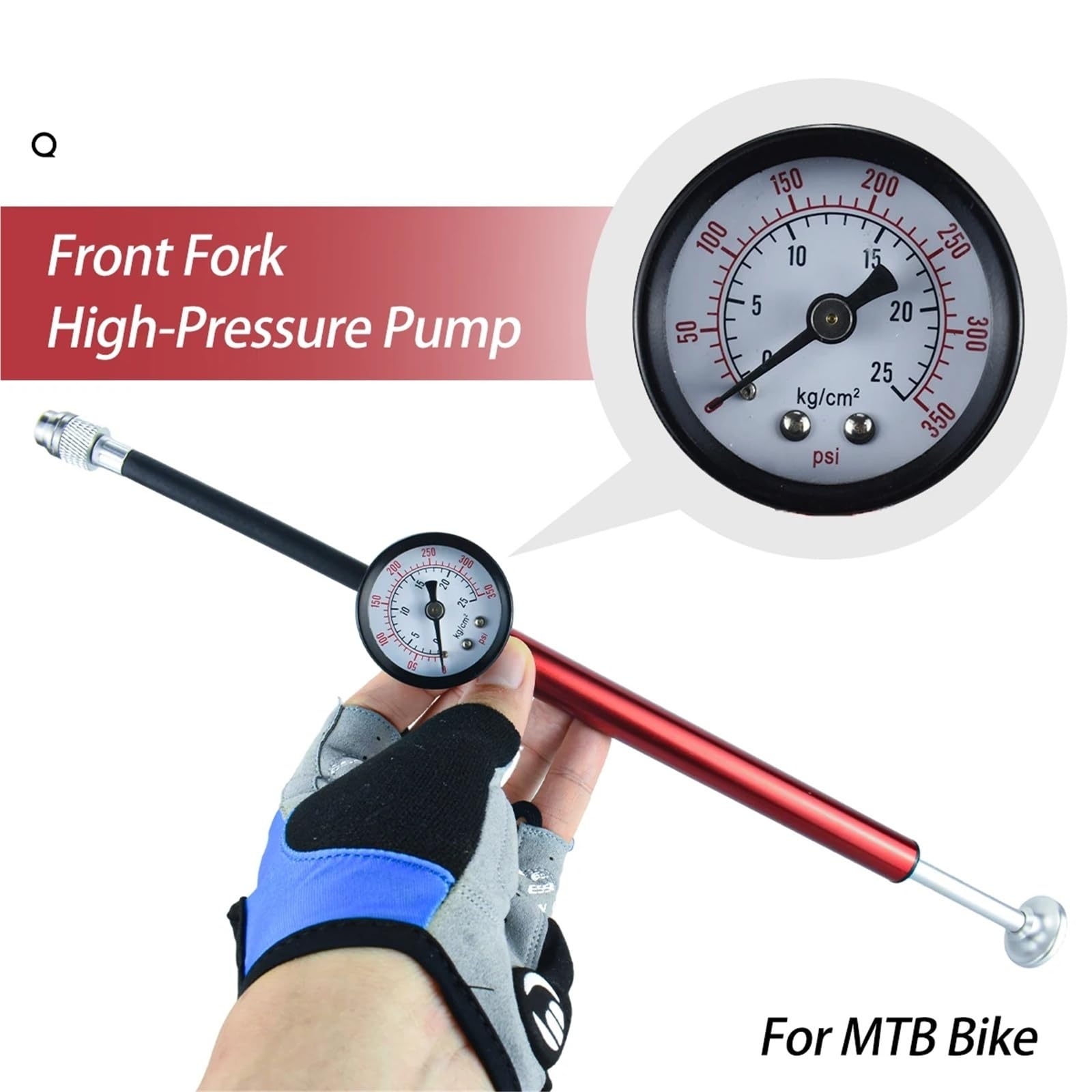 Ctrepower Tragbare Hochdruck-Fahrradluftpumpe (230 psi) mit Manometer for Federgabel und Hinterradfederung (Mountainbike) Für Basketball, Fußball und Volleyball