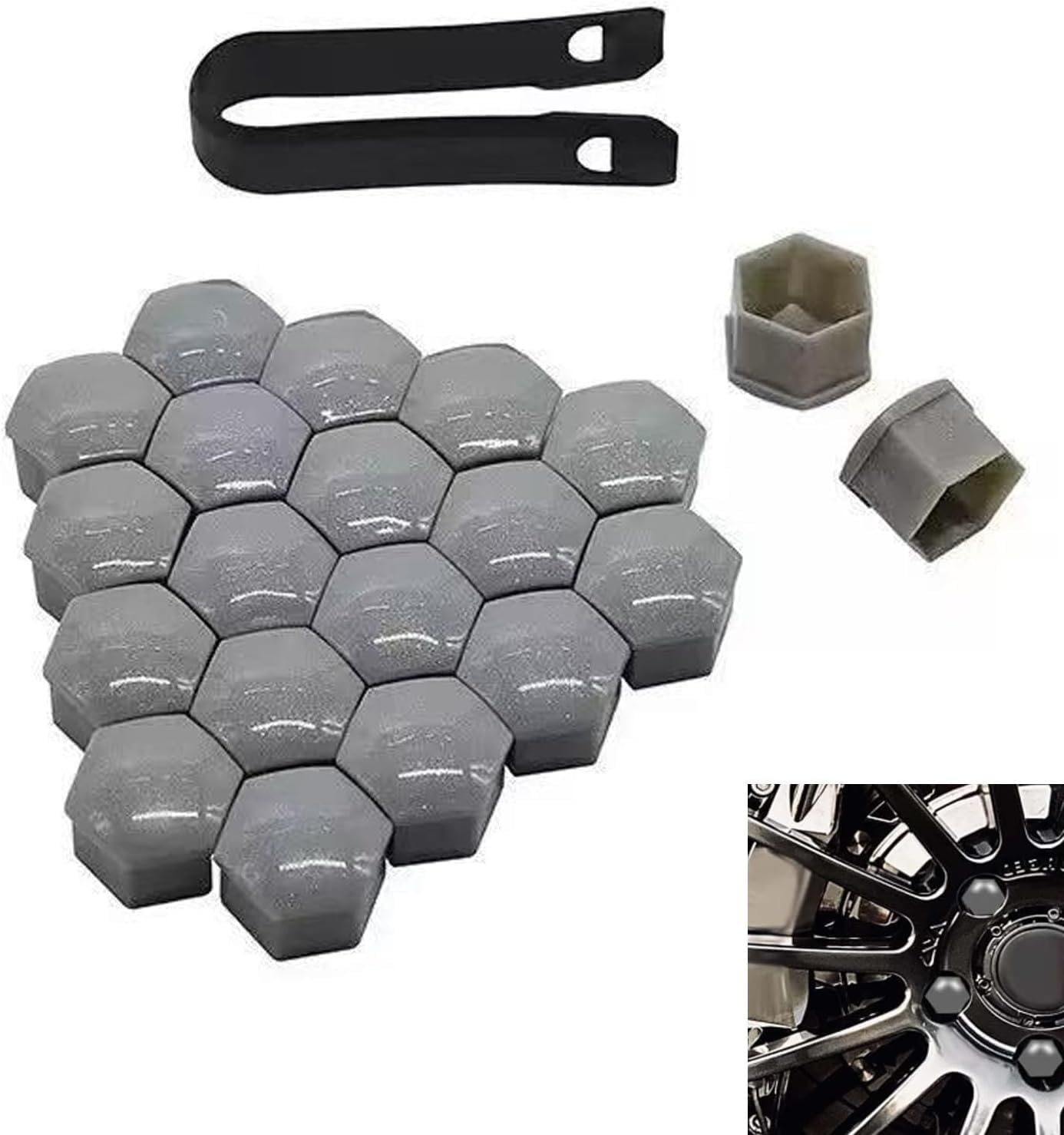 VAPORVERSE 24 Pcs Wheel Nut Covers for Suzuki Vitara LY IV-4 Hybrid 2016-2024 2025, Alloy Wheels & Rust Protection, Hexagonal Plastic Bolt Caps Styling Trim with Removal Tool, 21mm
