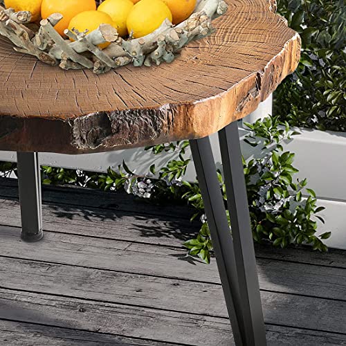 Sunbury Outdoor Indoor Coffee Table, 31" Wooden Look Coffee Table, Concrete Outdoor Side Table, Modern Round Metal Coffee Table For Livingroom Bedroom, Garden, Backyard #TOP3