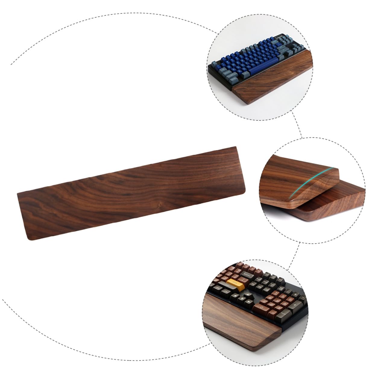 Repose-poignets pour Clavier D'ordinateur 440mm en Noyer