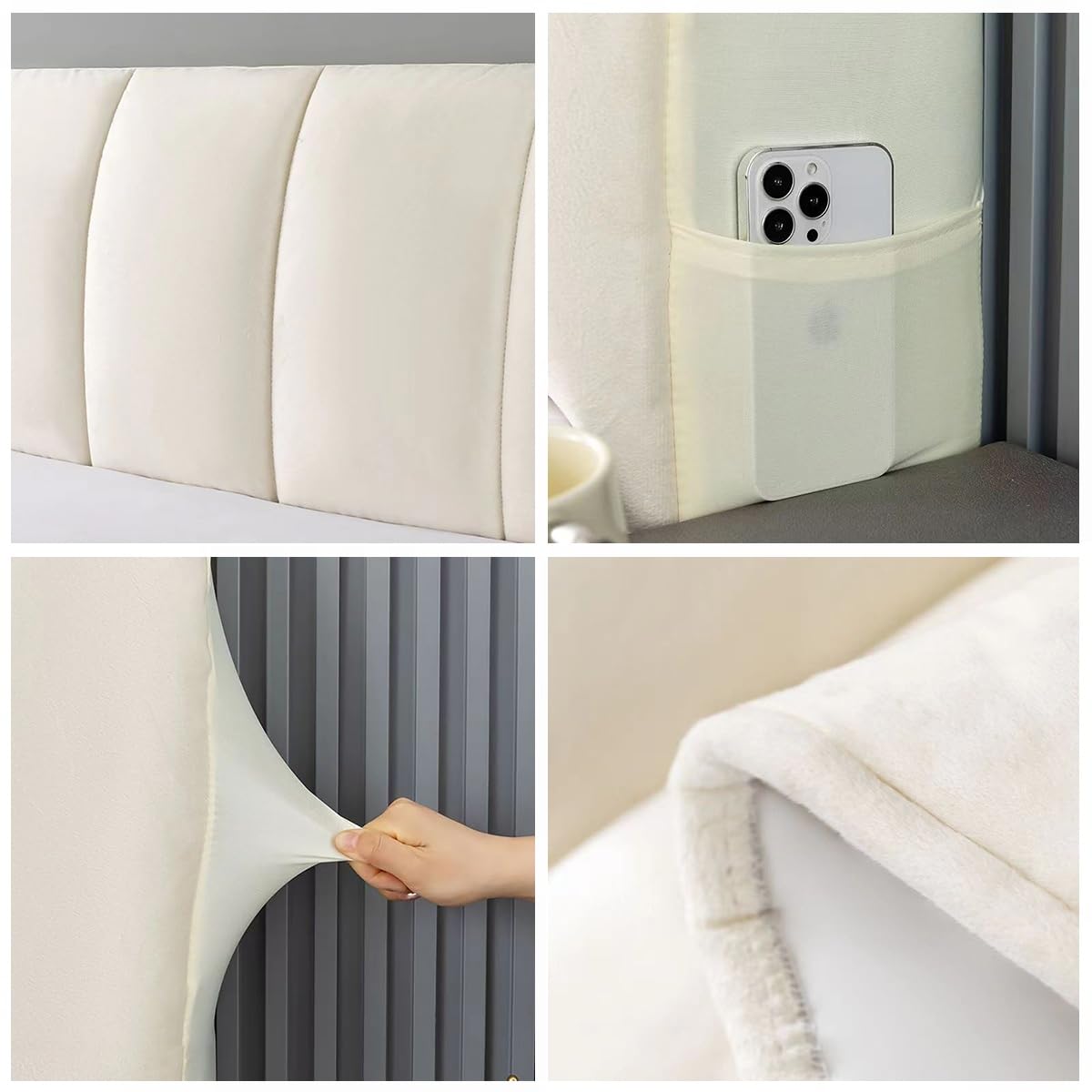 Copritestata Del Letto Matrimoniale Imbottito Velluto Premium,Copri Testata Letto Matrimoniale/Singolo Elastica Universale Copertura Per Testiera Per Letto,Copertura Protettiva Lavabile ( Color : Gray - 10