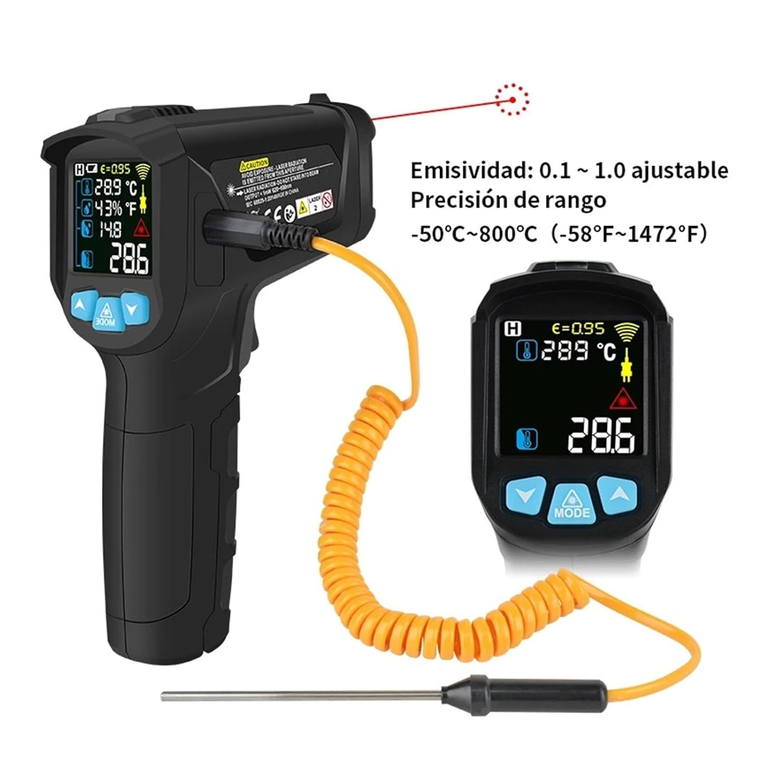 50-800 Degree Digital Infrared Thermometer Humidity Meter Thermometro Hygrometer Temperature Laser Gun Pyrometer(IR02B)