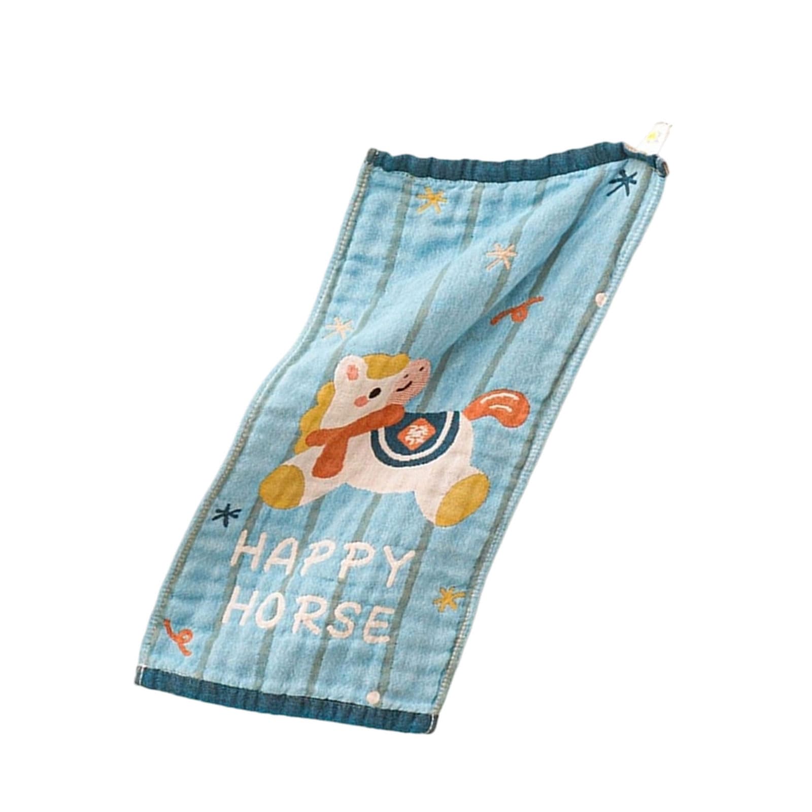 Buxuaaaa Newborns Face Towels Horse Pattern Quick Dry Cotton Gauze Washable Drools Bib Multiuse Washcloth for Delicate Cotton Kids Towel