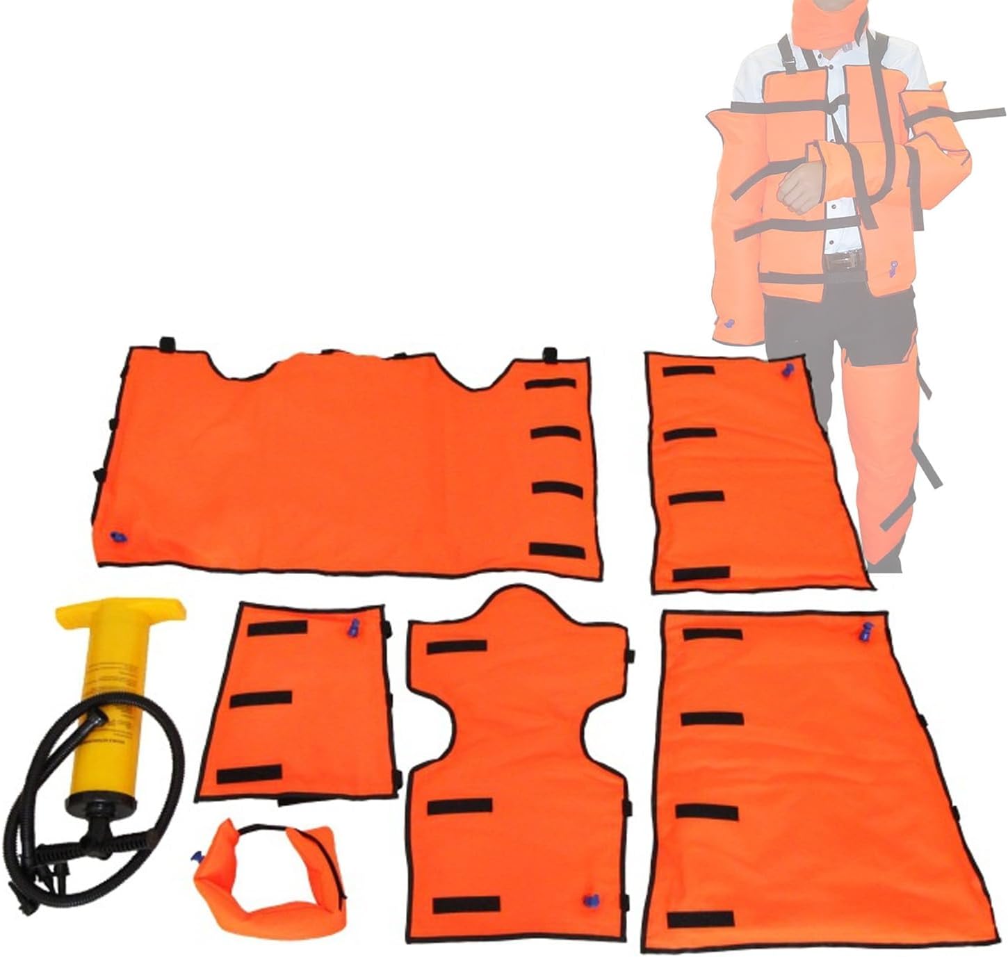 Inflatable Emergency Vacuum Splints Set with Pump, Immobilizes Body and Limbs for First Aid Rescue, X-ray Compatible