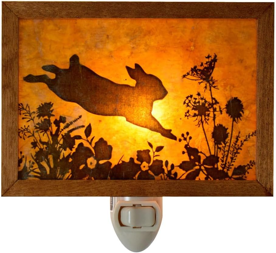 Leaping Rabbit American Mica Art Plug-in Night-Light, 5.5 x 3.75