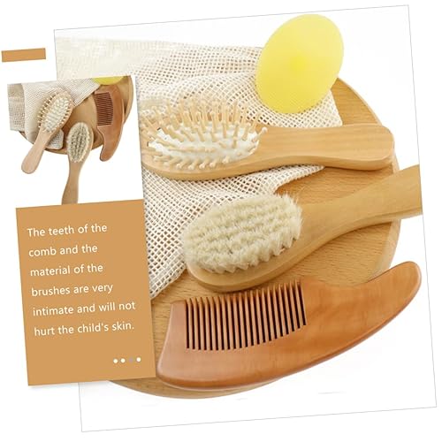 Miniatura 5 de VICASKY Kit de baño para niños de diseño ergonómico 4pc cepillo removedor de cuero cabelludo cepillo conjunto niños peine ducha cepillo
