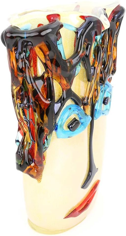Glass Of Venice Murano Glass Picasso Head Vase 15 Inch Tall. Abstract Art Blown Glass Vase for Home Decor Centerpiece Room Decoration Made in Venice, Italy.