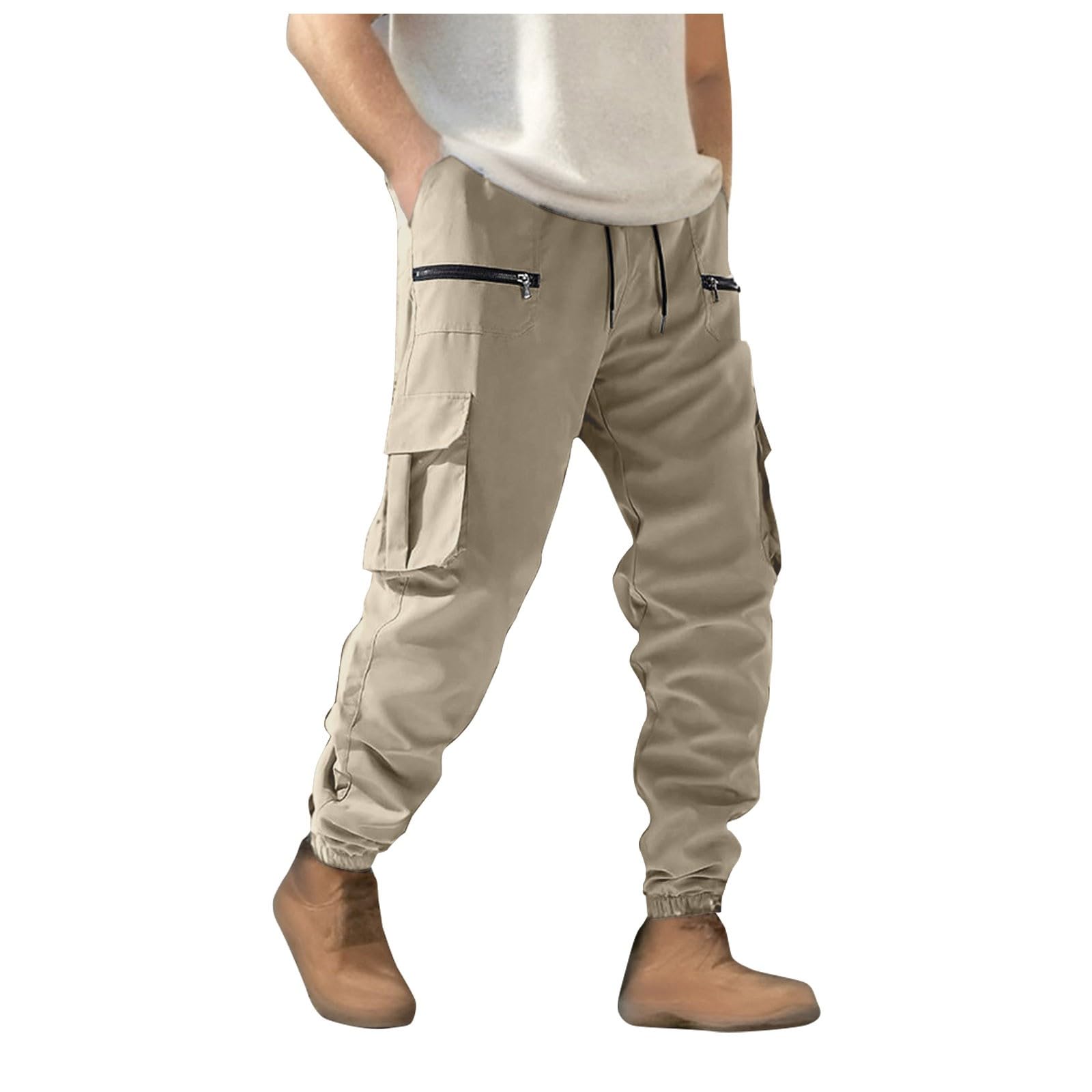 Pantalones cargo de deporte para hombre, elásticos, de algodón, elásticos, para el tiempo libre, corte regular, pantalones de traje, pantalones de traje, ropa deportiva con muchos bolsillos,