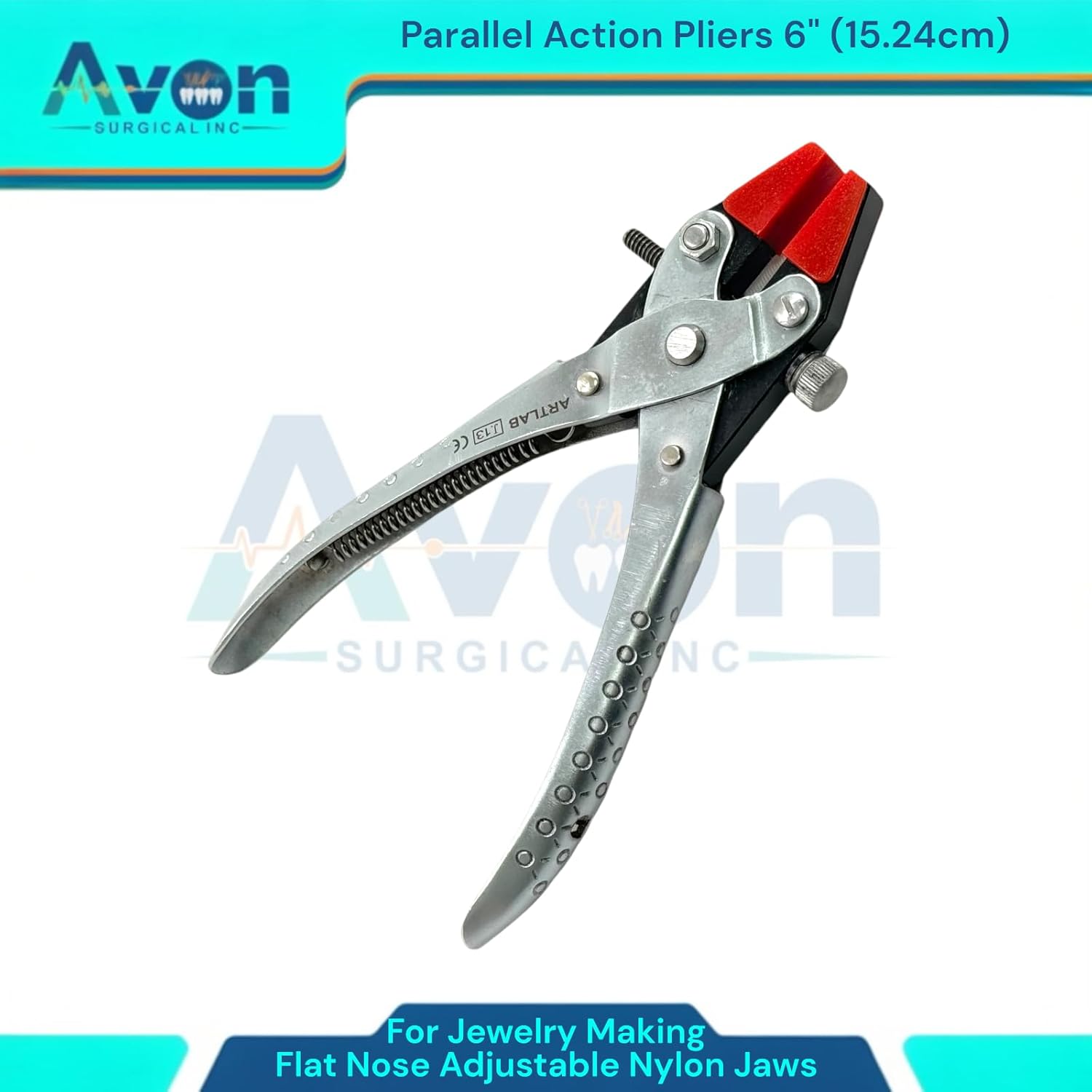 Essential Jeweler Parallel Pliers - Wire Bending, Wire Shaping, Beading, Jewelry Repair Parallel-Action Pliers | Apply Even Pressure Every Time. ((#J13)-6in Adjustable Flat Double Nylon Nose)