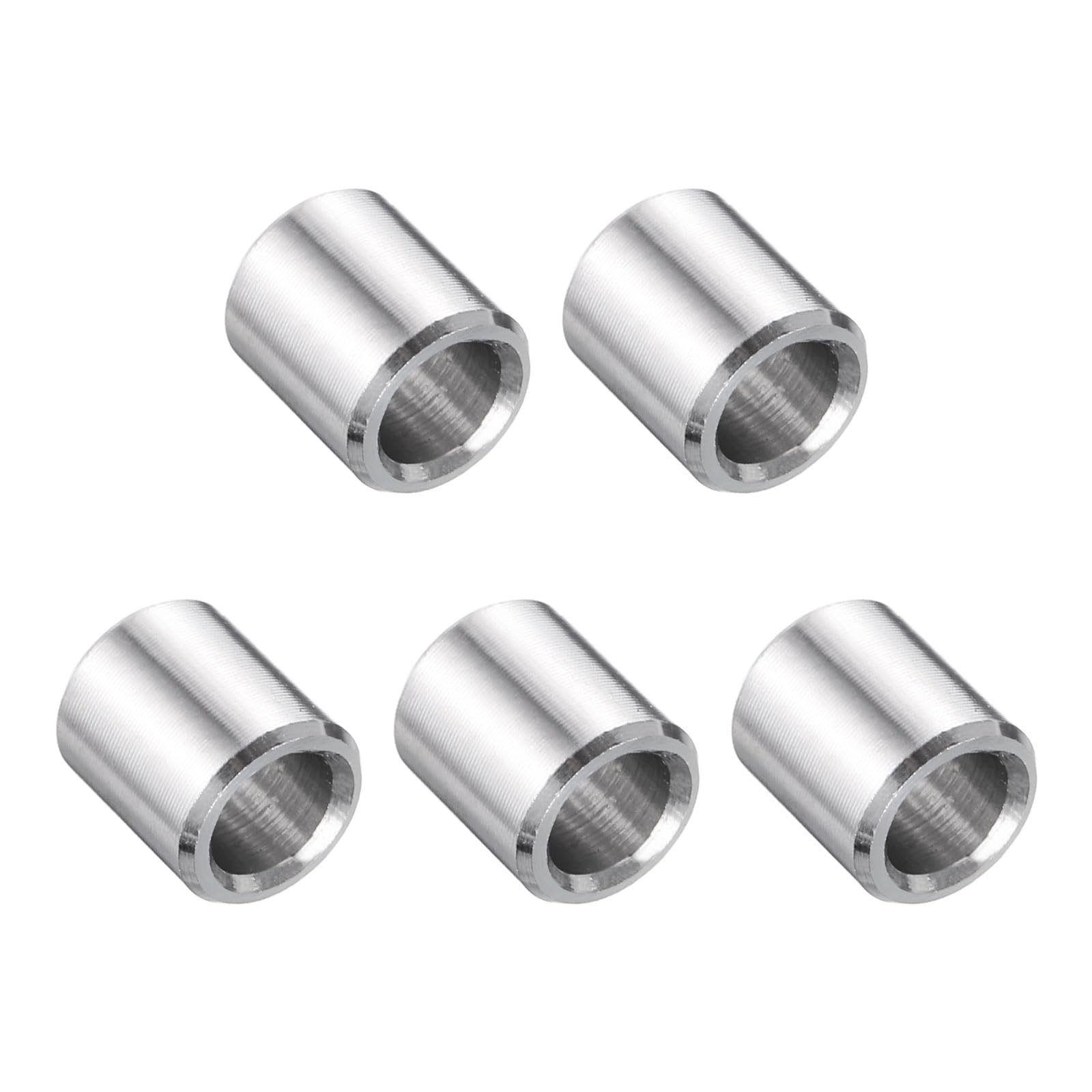 uxcell 5 Pcs Stainless Steel Spacer 1/4" Bore x 3/8" OD x 3/8" Length Screw Bushing Plain Finish Round Metal Spacer for 1/4" Screws Bolts and Rods