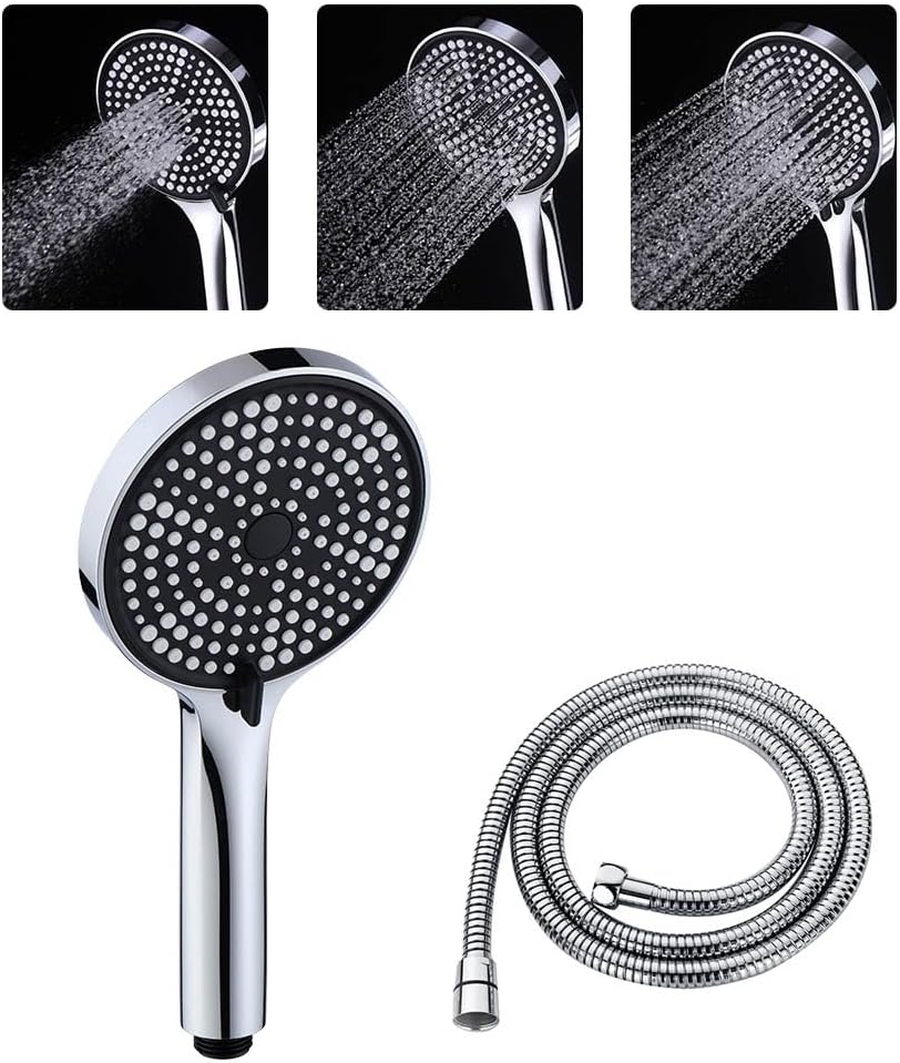 Decaura 3-Mode Handheld Shower Head with 150cm Shower Hose Luxury Rainfall (Chrome)