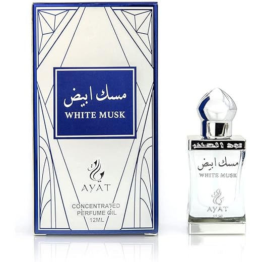 Perfume White Musk 12 ml de MyPerfumes Attar Árabe Oriental Almizcle blanco Halal para hombre y mujer, 100% aceite sin alcohol, aceite perfumado de larga duración, notas almizcle, leñoso, floral,