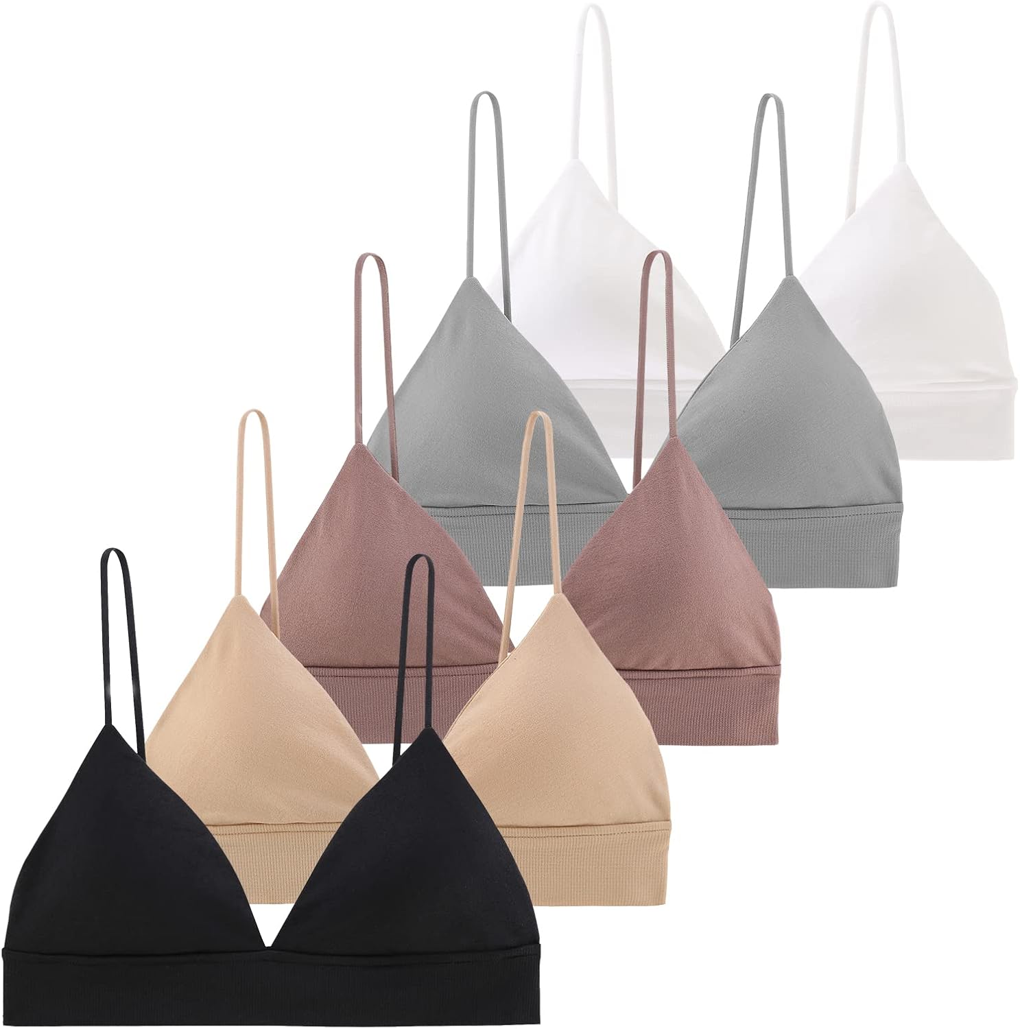 INIBUD Bralette for Women Triangle Cups Removable Padded Wire Free Pull On Closure