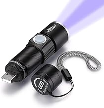 DARKBEAM UV 365nm Flashlight USB Rechargeable Ultraviolet Light led Blacklight Wood's lamp Portable Mini Detector for Dog/Cat Urine Pet Stains, Anti-counterfeiting Identification, Resin Curing