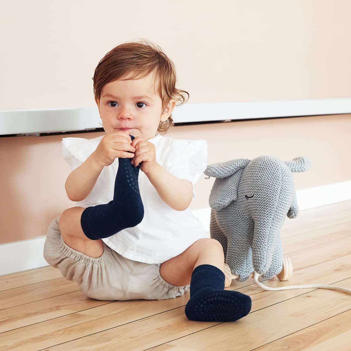BABYGO Unisex Baby Gobabygo Original Non-slip Baby Crawling Socks | Anti-slip Crawling Support for Active Children | Thick Terry Cotton Non-Slip Socks (pack of 1)
