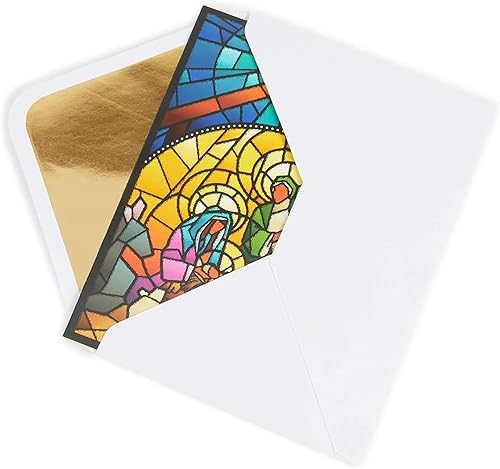 Miniatura 3 de Tarjetas de felicitación de vitrales, paquete de 48, 4 x 6 pulgadas, belén - con sobres forrados de papel de aluminio dorado y paneles interiores en