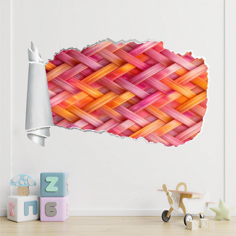 3D Wandtattoo Wanddurchbruch Wandaufkleber, Gewebte Textur Wandsticker Wanddeko Wandbilder, Farbe Wandaufkleber Für Schlafzimmer Badezimmer Flur Küche Möbel Aufkleber