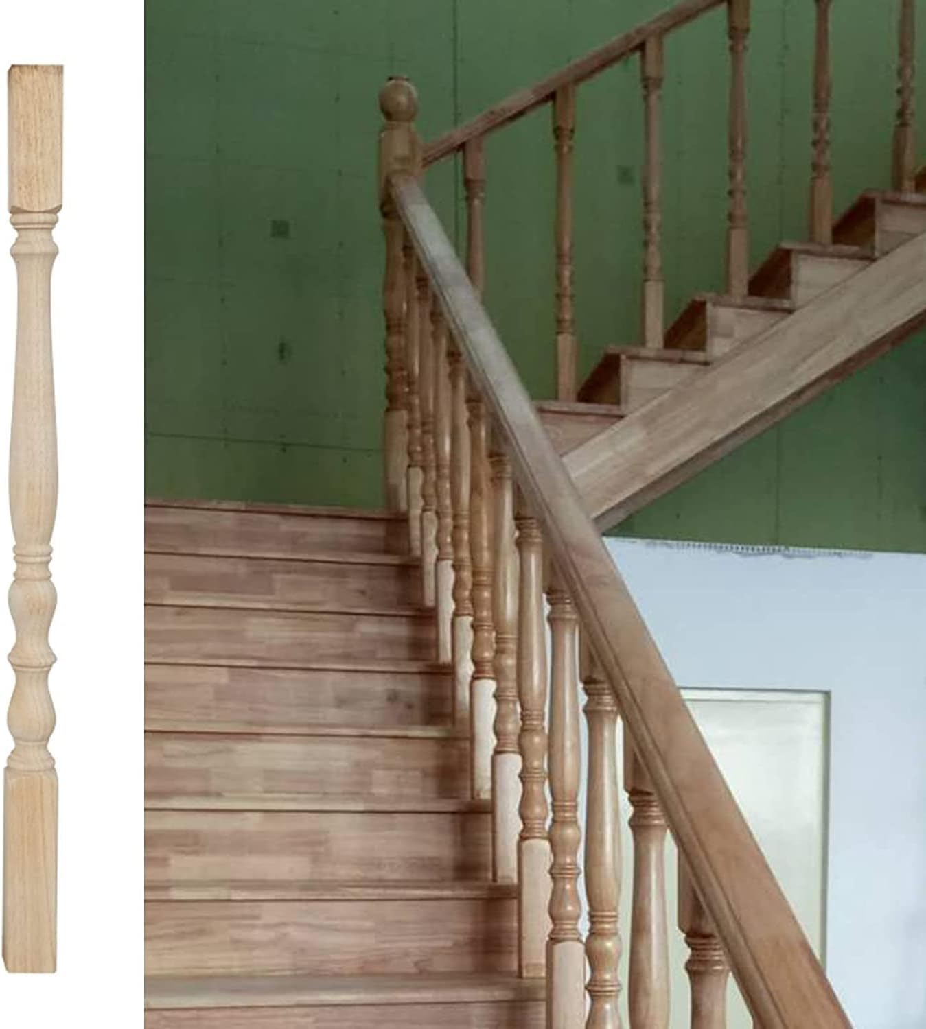Corrimano Scala Balaustra in Legno Mandrino Balaustre per Scale Interne, Colonna per Mandrini Interni Moderni per Scala Balcone Casa Attico, 5 Pack, 95cm/37.4in